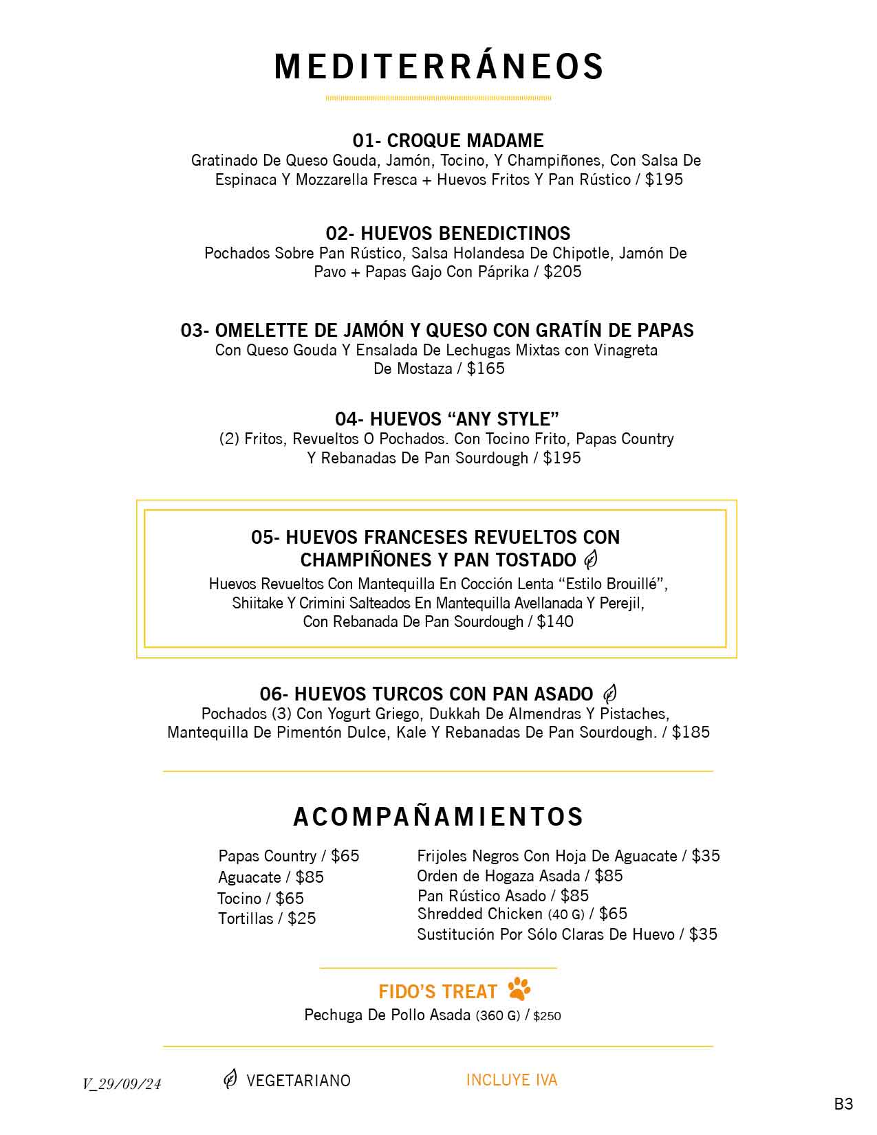 Las Casas B+B Hotel | Menú Brunch