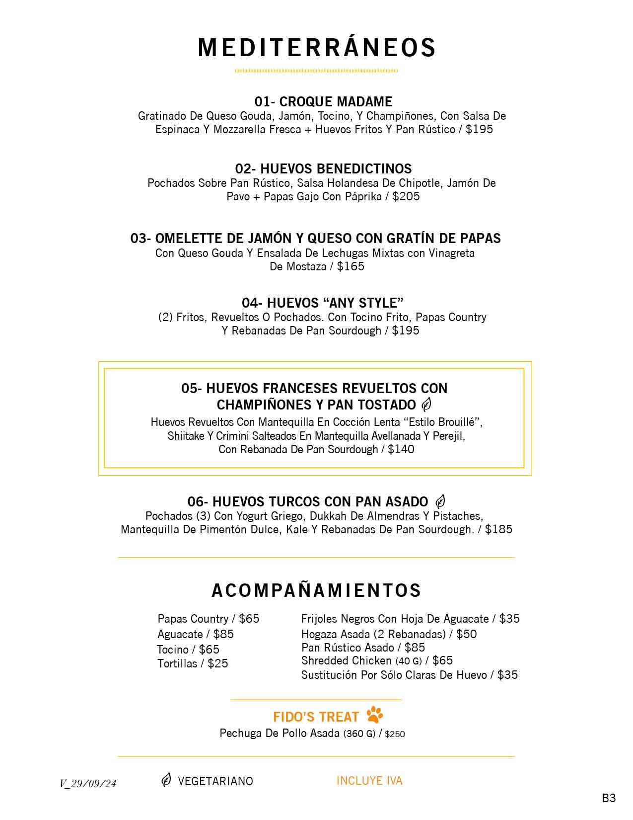 Las Casas B+B Hotel | Menú Desayuno
